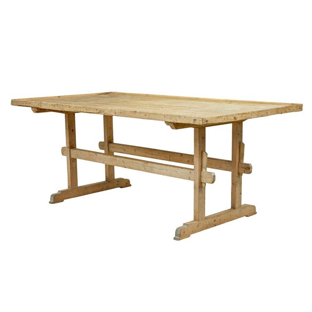 19th Century Swedish Pine Trestle Bakers Table, 1850s For Sale - Image 10 of 10