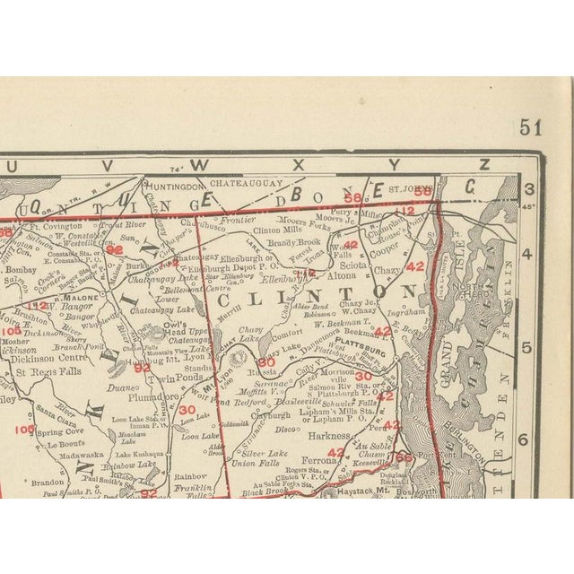 Paper Antique Map of New York State by Rand McNally, 1899 For Sale - Image 7 of 12