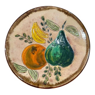 French Mid-Century Hand-Painted Ceramic Fruit Plate, Circa 1950s For Sale