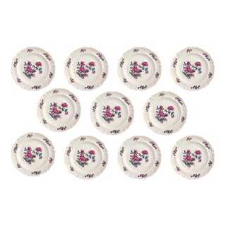 Hand-Painted Porcelain Dinner Service for Five from Limoges, 1950s, Set of 11 For Sale