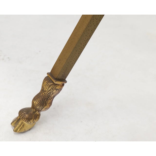 Chrome and Brass X Base Console w/ Gallery Rams Heads Hoof Feet Black Lamiante For Sale - Image 10 of 13