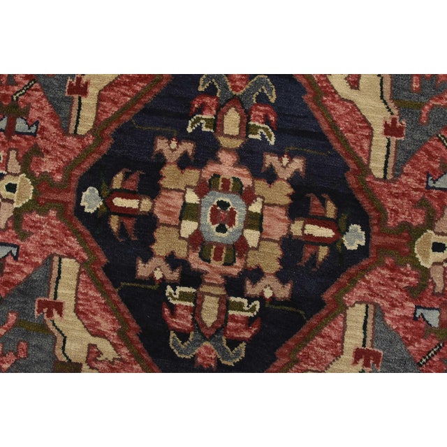 Beige Heriz Rug 5’11” X 8’9” Beige Wool Vintage Traditional Hand-Knotted Carpet For Sale - Image 8 of 15
