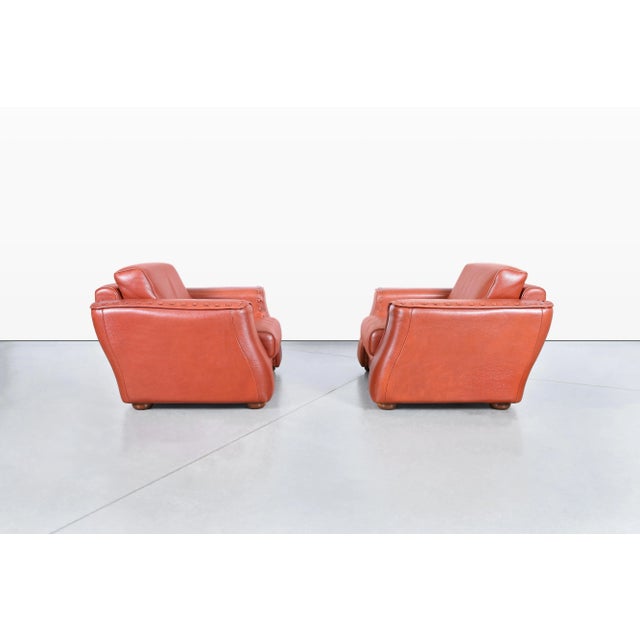Vintage Oversized Italian Leather Lounge Chairs by Formenti, 1980s For Sale - Image 4 of 12