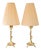 Jugendstil Brass Table Lamps with Fabric Shades, Vienna, Austria, 1908, Set of 2 For Sale