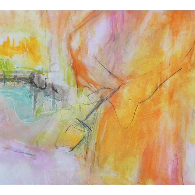 Contemporary "Monk in the Tulip Garden" by Trixie Pitts Large Abstract Oil Painting For Sale - Image 3 of 9