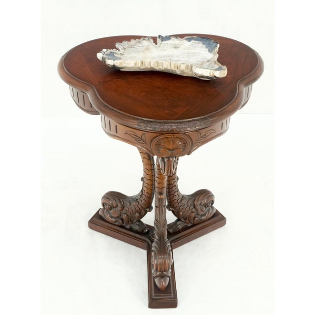 Wood Petrified Wood Antarctica Shape Solid Black & Tanl Bowl Dish Large Plate Ashtray For Sale - Image 7 of 13