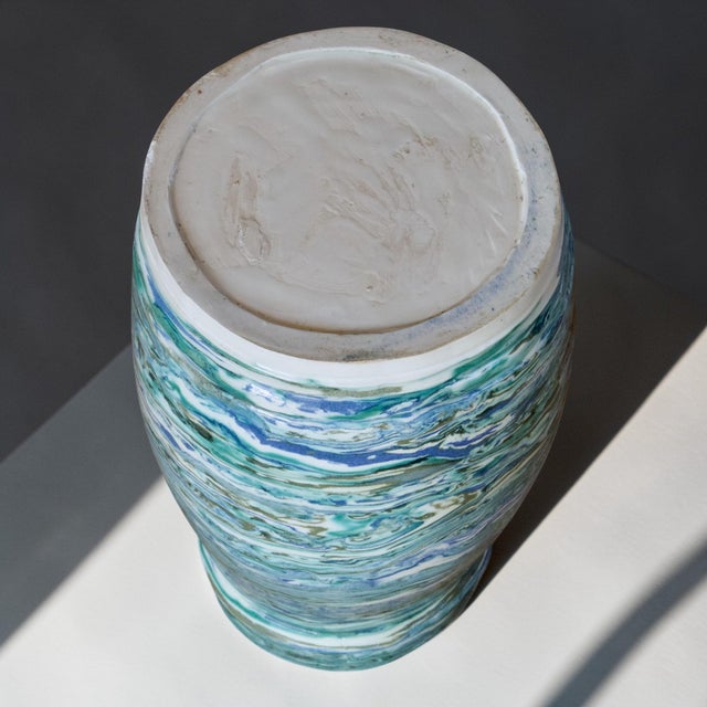 Ceramic French Handcrafted Vase in Mixed Turquoise Clay, 1950 For Sale - Image 7 of 8