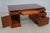 English English Yew Wood Brown Leather Top 3 Part Desk For Sale - Image 3 of 18