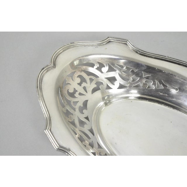 Victorian Antique Victorian Silver Plated Oval Reticulated Trinket Dish Tray by l.b.s. Co For Sale - Image 3 of 11