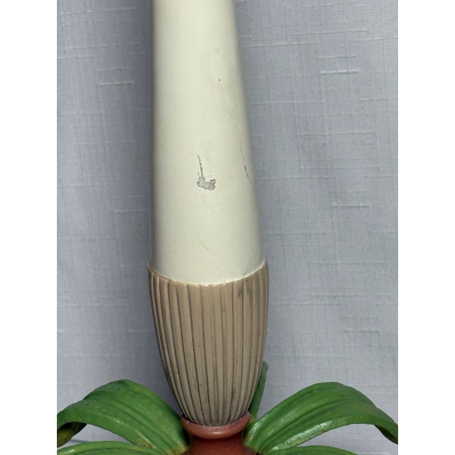 Vintage Palm Beach Regency Palm Tree Table Lamps - Striped Empire Shade – Charming Coastal Decor – A Pair For Sale - Image 10 of 12