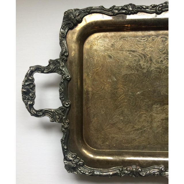 Vintage Sheridan Footed Silver Plate Serving Tray Chairish