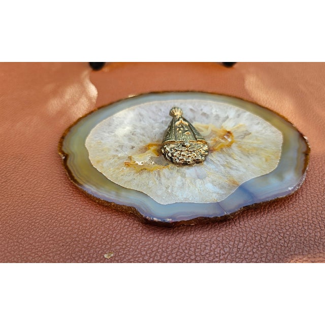 Brass Figurine of Our Lady of Aparecida on Agate Base, 1950s For Sale - Image 4 of 7
