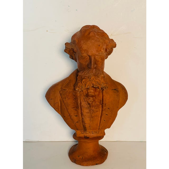 Traditional Antique Terracotta Bust Charles Dickens For Sale - Image 3 of 5