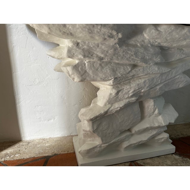 Mid-Century Modern 1970s White Plaster Faux Bois Console Attributed to Sirmos After Emilio Terry For Sale - Image 3 of 9