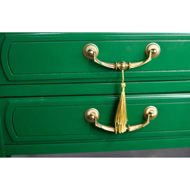 Mid Century Transitional Pair of Nightstands in Green With Gold Accents - Newly Painted For Sale - Image 12 of 12