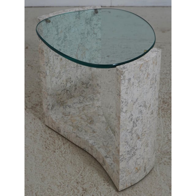 Maitland - Smith Pair Maitland Smith Modern Design Marble & Glass End Tables For Sale - Image 4 of 13