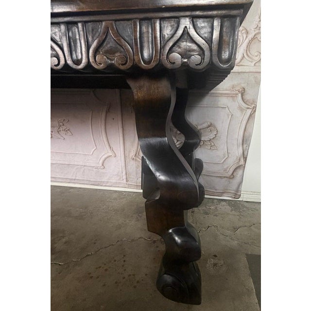 Spanish Revival Hand-Carved Walnut Console Table, Circa 1920-1940 For Sale - Image 14 of 18