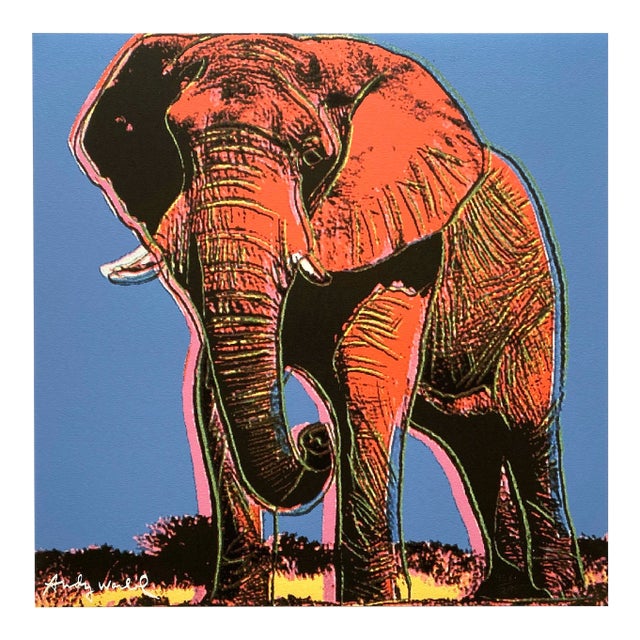 Andy Warhol Vintage 1986 Limited Edition Endangered Species Large Fine Art Lithograph Print " African Elephant " 1983 For Sale