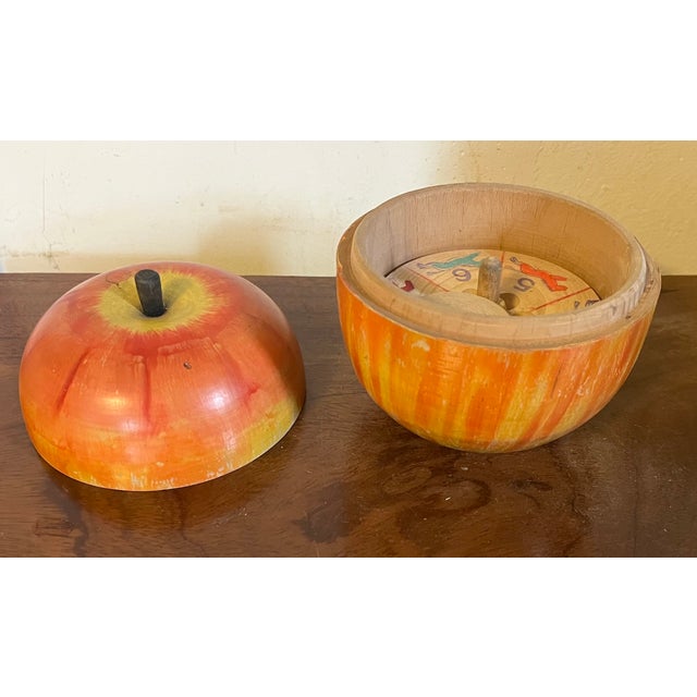 Paint Antique Early 20th Century Paint Decorated Carved Wood Apple Box For Sale - Image 7 of 15