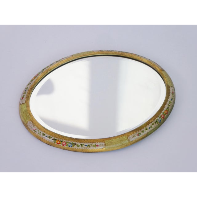 Wood Vintage Italian Gold Gilt Wall Mirror with Floral Details, 1950s For Sale - Image 7 of 10