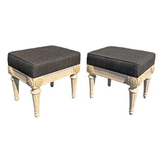 Vintage Ottomans or Foot Rests in French Provincial Style a Pair For Sale