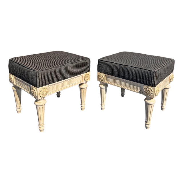 Vintage Ottomans or Foot Rests in French Provincial Style a Pair For Sale