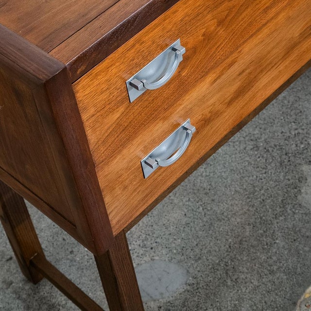 1960s Mid Century Modern Cabinet Dresser 2 Drawer Walnut Chest Danish Tung Si Vintage For Sale - Image 11 of 12