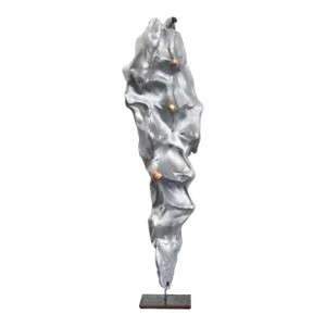"Columnar I" Original Three-Dimensional Silver Lightweight Metal Abstract Elongated Organic Shape Sculpture by Atticus Adams
