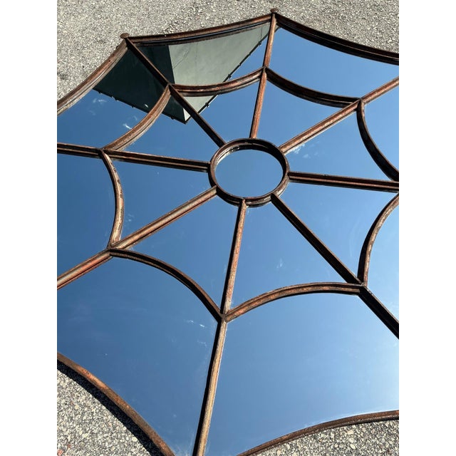 Mid-Century Modern Vintage Wrought Iron Spiderweb Mirror For Sale - Image 3 of 14
