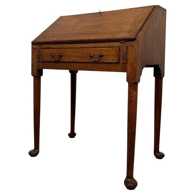Antique 20th Century Golden Oak Bureau For Sale - Image 4 of 14