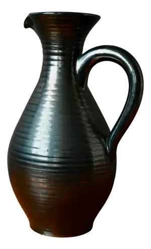 Glossy Black Ceramic Jug from Potiers d'Accolay, 1960s