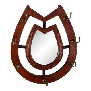 Victorian Horseshoe-Shaped Mirror With Brass Hangers For Sale