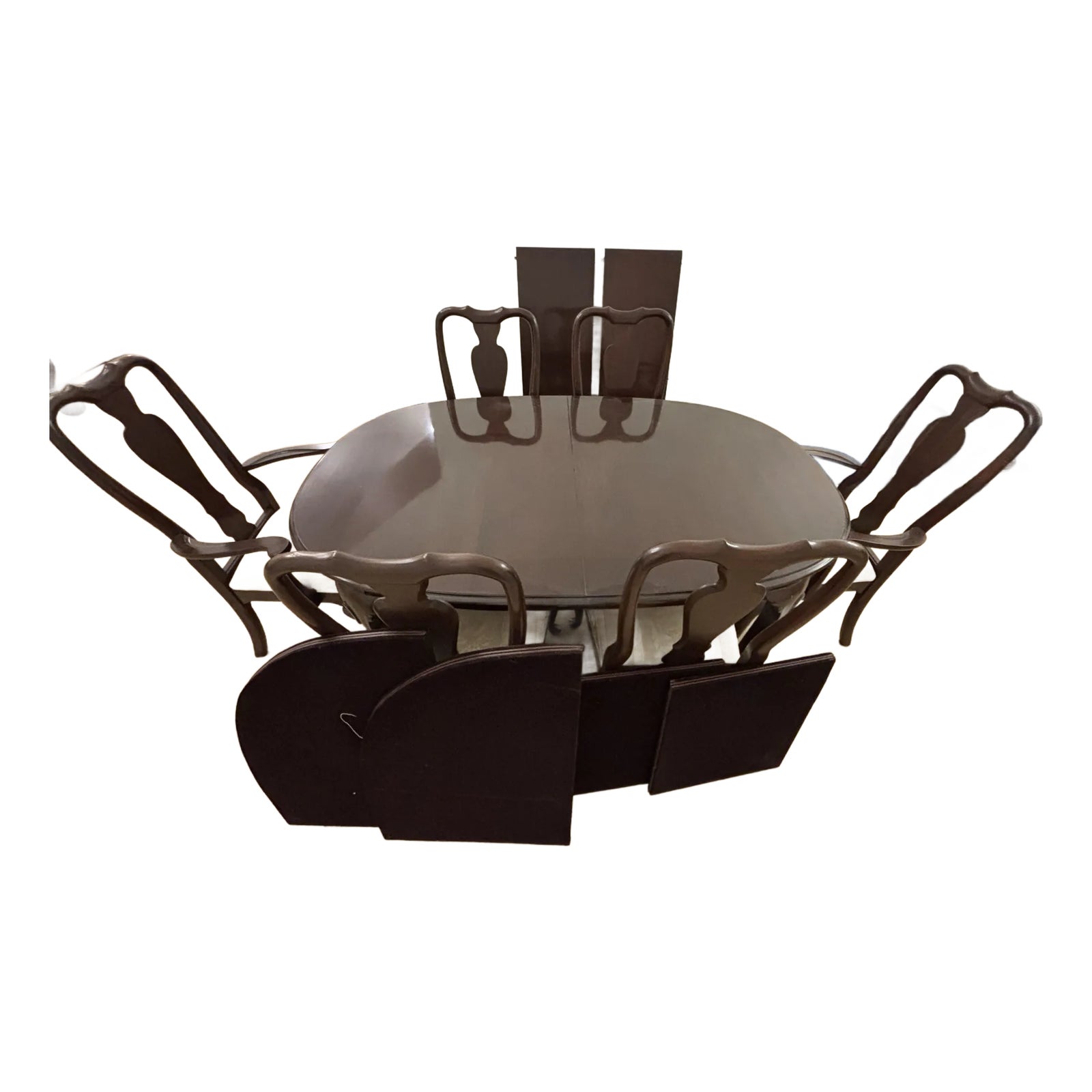 1990s Ethan Allen Georgian Court Dining Table and Chairs Set of 13