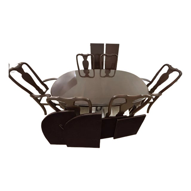 1990s Ethan Allen Georgian Court Dining Table and Chairs - Set of 13 For Sale