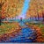 Impressionist style original oil painting on canvas, done with a pallet knife, vibrantly colored street scene of a lone...