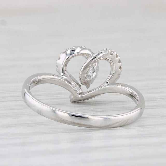 Piero Milano Diamond Heart Swirl Ring 18k White Gold With Box Size 7 For Sale - Image 4 of 9