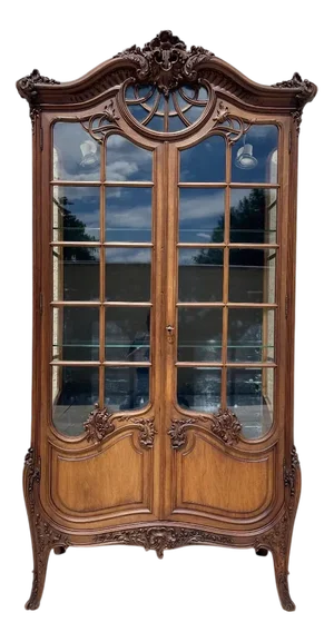 Louis XV Style Walnut Display Cabinet