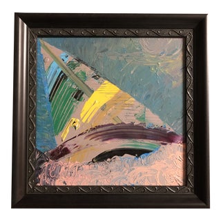 Original Contemporary Abstract Painting Sailboat Framed For Sale