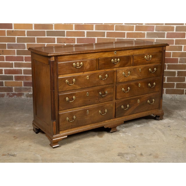 Brown English Walnut 19th Century Flip Top Sideboard with Drawers and Brass Hardware For Sale - Image 8 of 12