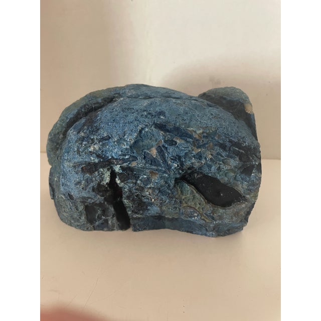 1980s Natural Geode Glass Agate Blue Artesian Polished Stone Specimen For Sale - Image 10 of 11