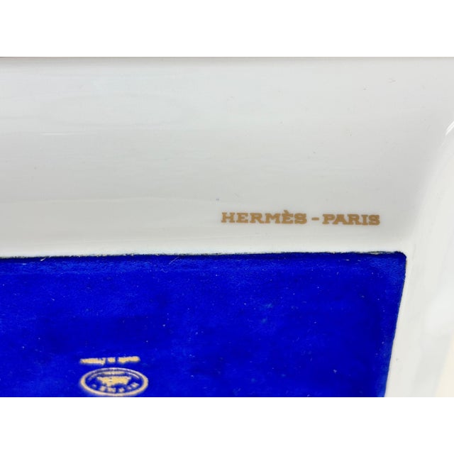 Royal Blue 1980s Hermès "Feux D'Artifice" Blue Porcelain Ashtray Catchall Made in France For Sale - Image 8 of 18