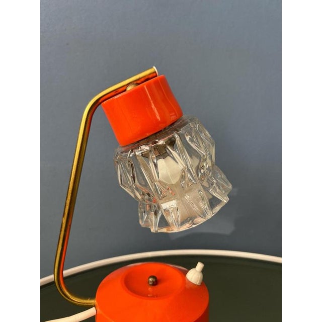 Small Orange Desk Lamp with Clear Crystal Glass Shade For Sale - Image 9 of 11