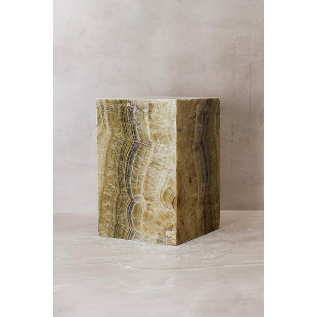 Cream Side Table in Onyx For Sale - Image 8 of 8