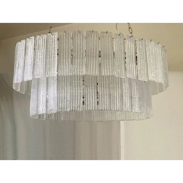 Contemporary Large Oval Diamond Listelli Murano Glass Chandelier from Simoeng For Sale - Image 3 of 11