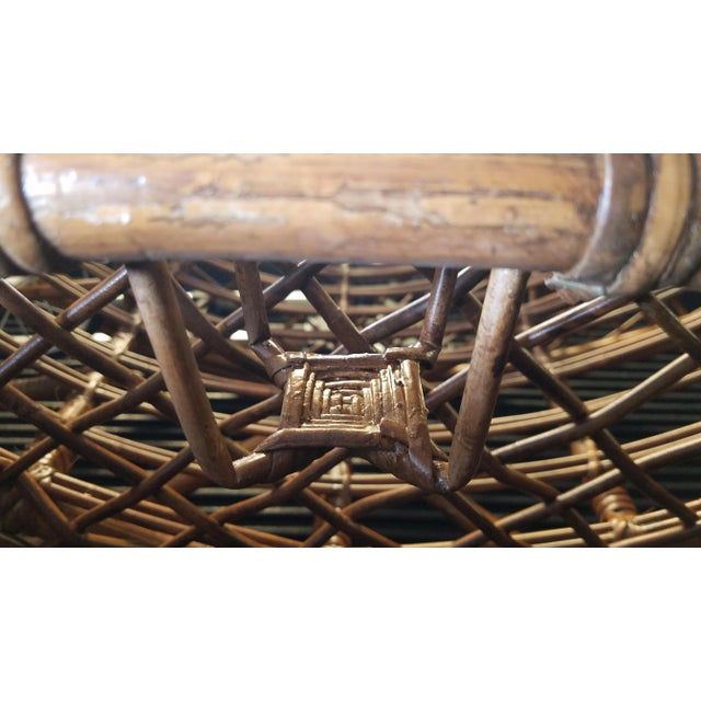 1940s Split Reed & Rattan Rocking Chaise For Sale - Image 10 of 13