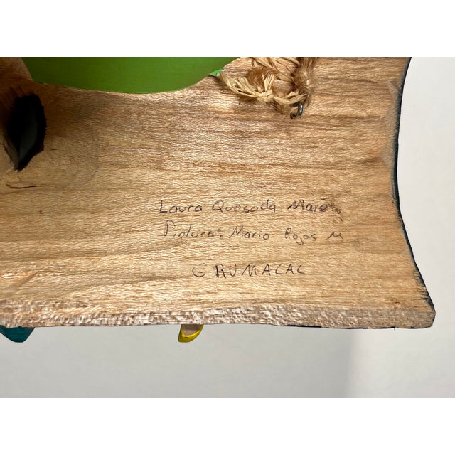 Vintage Boruca Indian Wall Art Costa Rica Hand Carved Painted Wood 10” X 6” For Sale In Los Angeles - Image 6 of 9