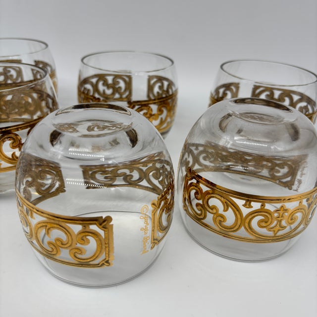 Vintage Georges Briard Spanish Gold Roly Poly Glasses- Set of 6 For Sale - Image 9 of 10