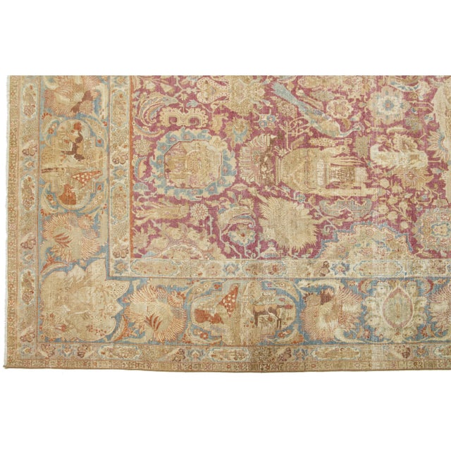 1900 - 1909 Antique Persian Tabriz Wool Rug With Red Allover Design From the 1900s For Sale - Image 5 of 9