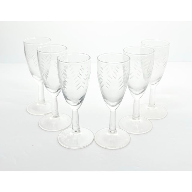 Mid-Century Modern 1950s Vintage Mid-Century Javit “Rain” Whiskey Sour Cocktail Liquor Glasses - Set of 6 For Sale - Image 3 of 6