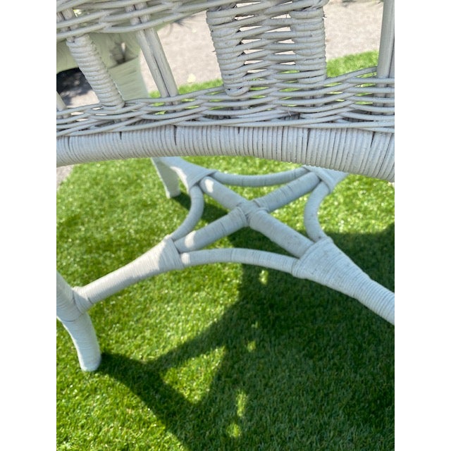 1980s Wicker by Henry Link Wimbledon Glass Top End Table For Sale In Saint Louis - Image 6 of 7